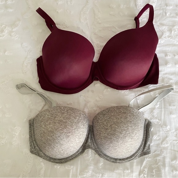 SOLD Victoria’s Secret PINK 36DD‎ Bra Set Red & Grey - Picture 1 of 12